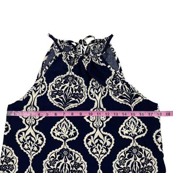 Cupshe Women’s Shift Dress Small Navy Cream Floral Halter Sleeveless Mini Summer - Picture 8 of 12